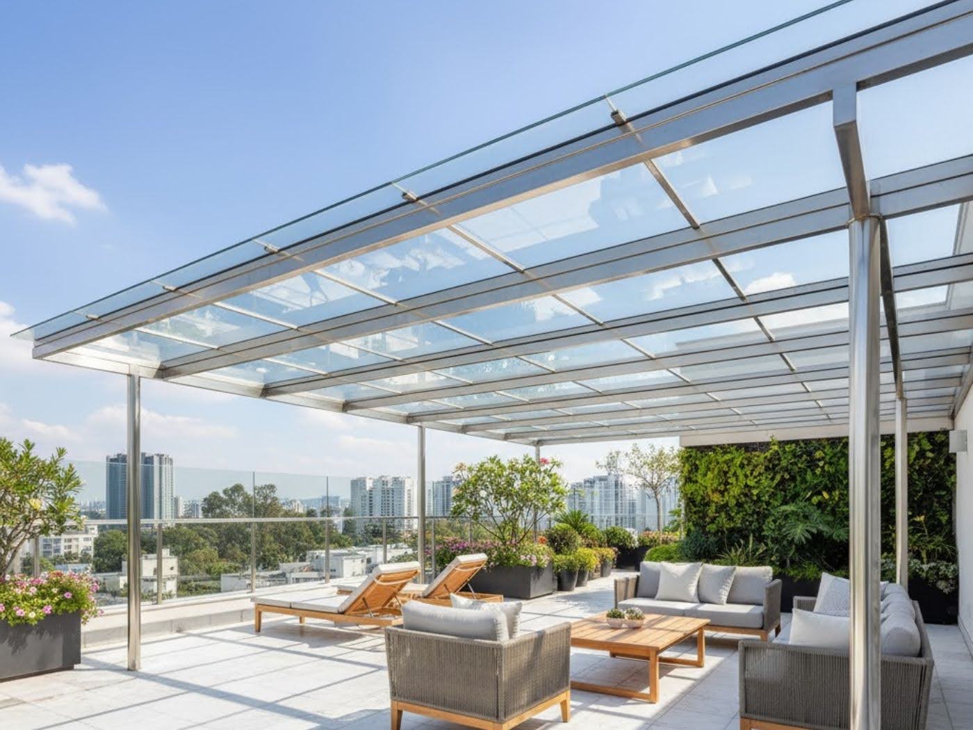 Thiết Kế Mái Kính Khung Inox