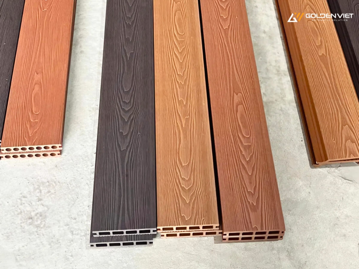 Sàn gỗ nhựa lỗ vuông có dập nổi 3D 140*25