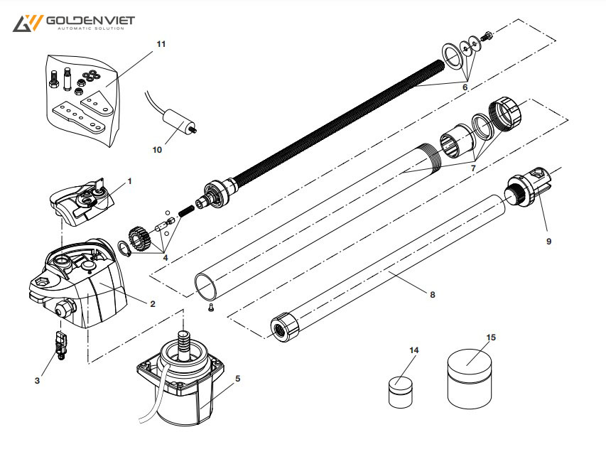 Chi tiết cấu tạo của motor cổng tay đòn Beninca KBill 40M