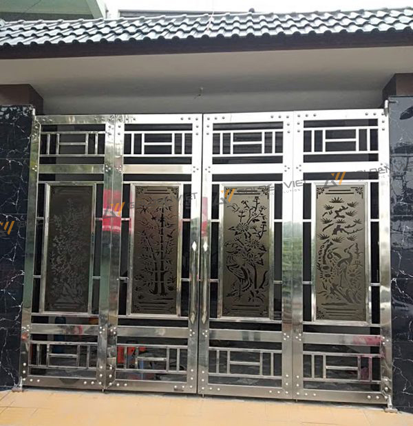 Cổng inox 4 cánh mang phong cách sang trọng