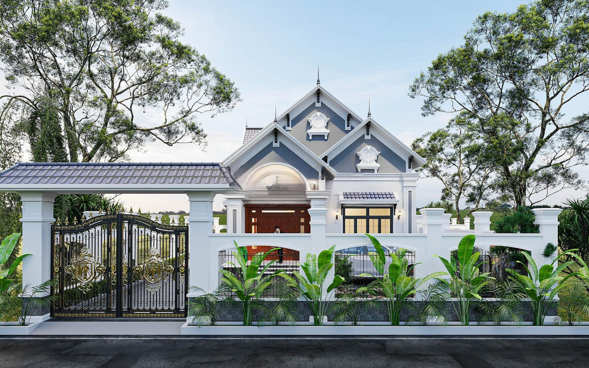 cổng nhà cấp 4 mái thái