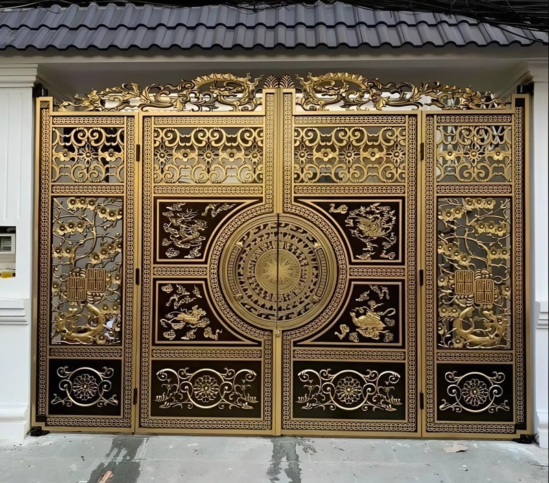 Cổng nhôm đúc 4 cánh đẹp