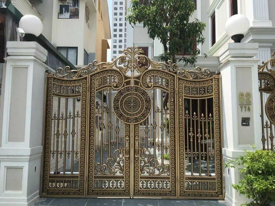 Mẫu cổng nhôm đúc 4 cánh tinh xảo
