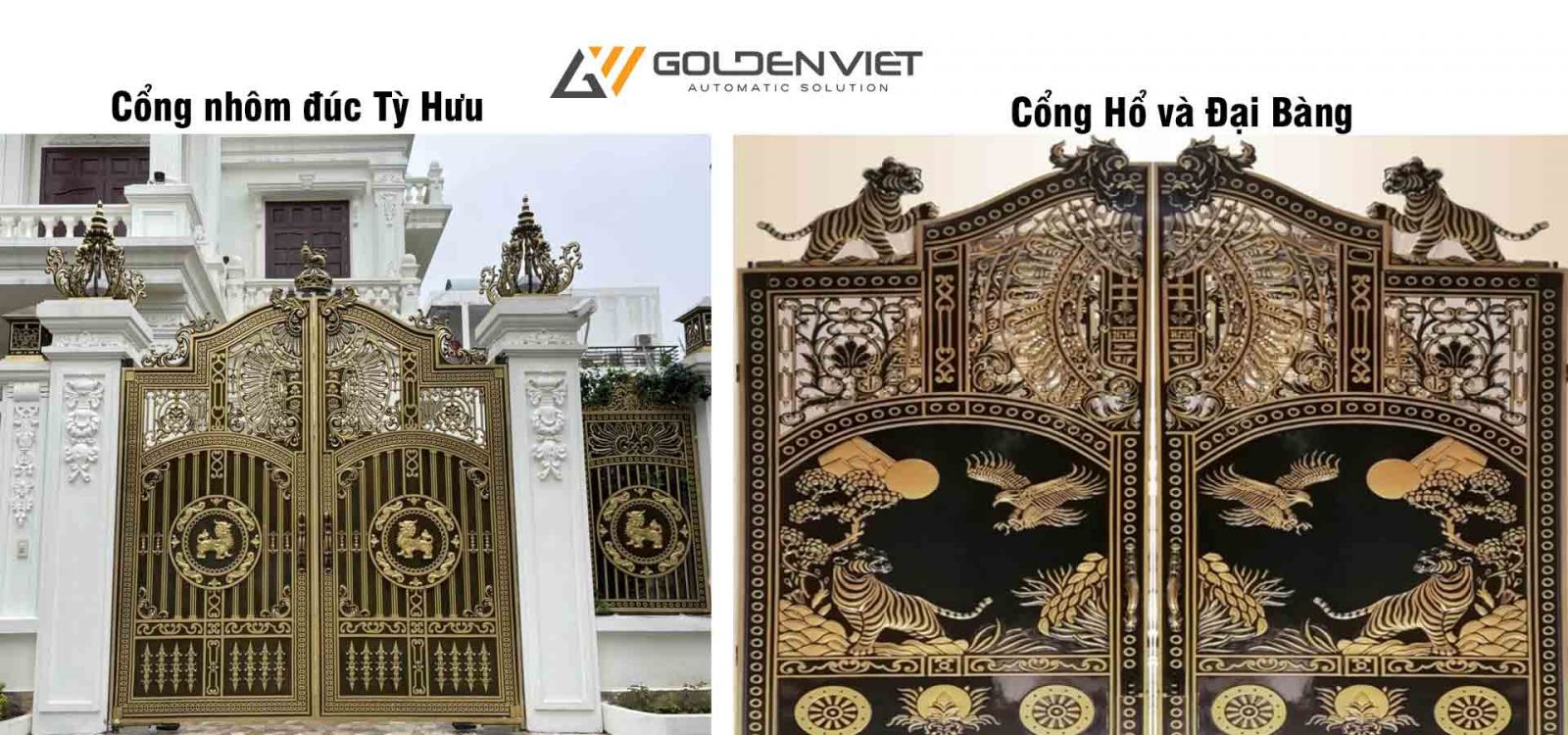 Cổng nhà đẹp tì hưu và cồng hổ đại bàng 