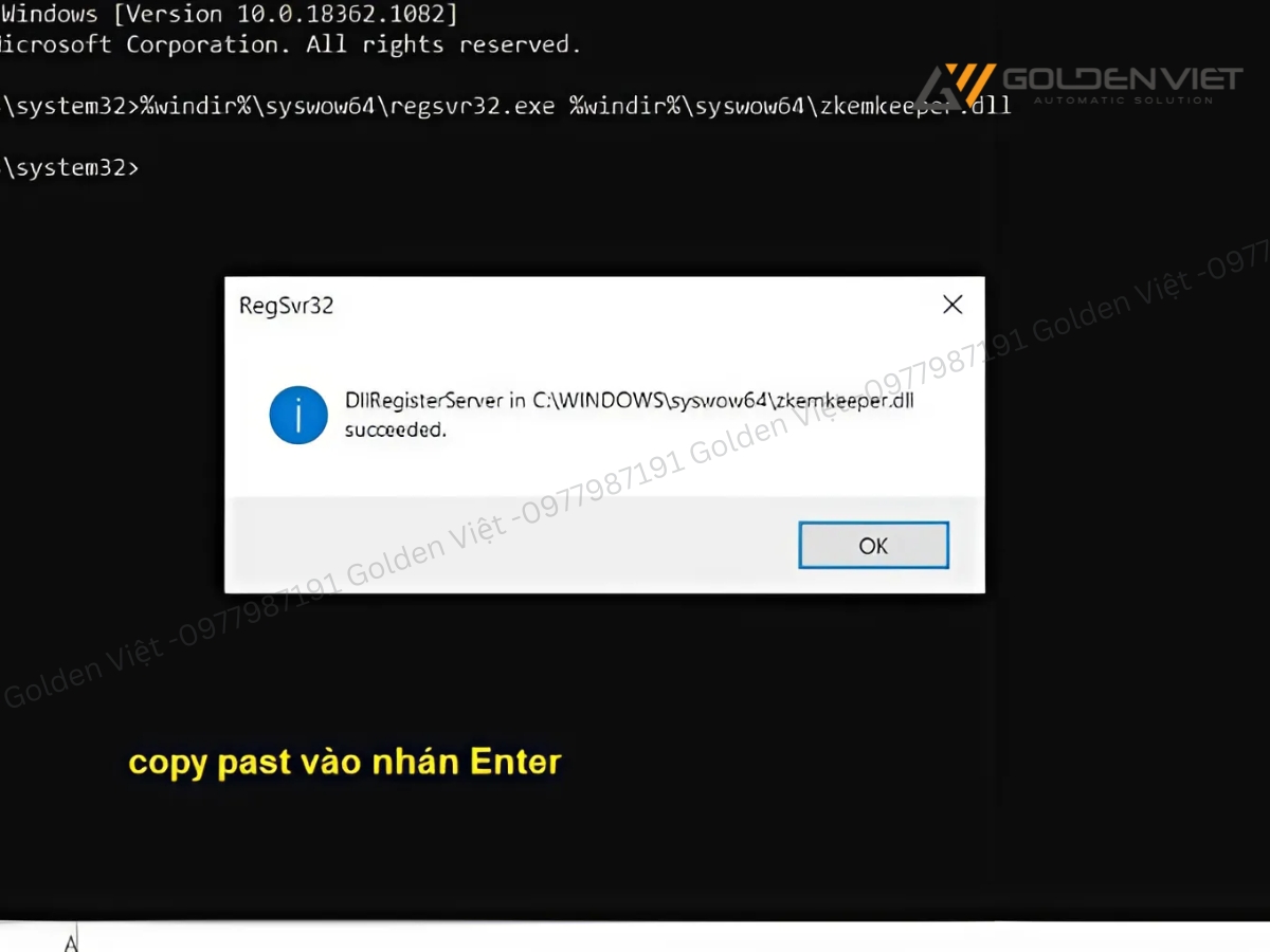 Copy lệnh và enter