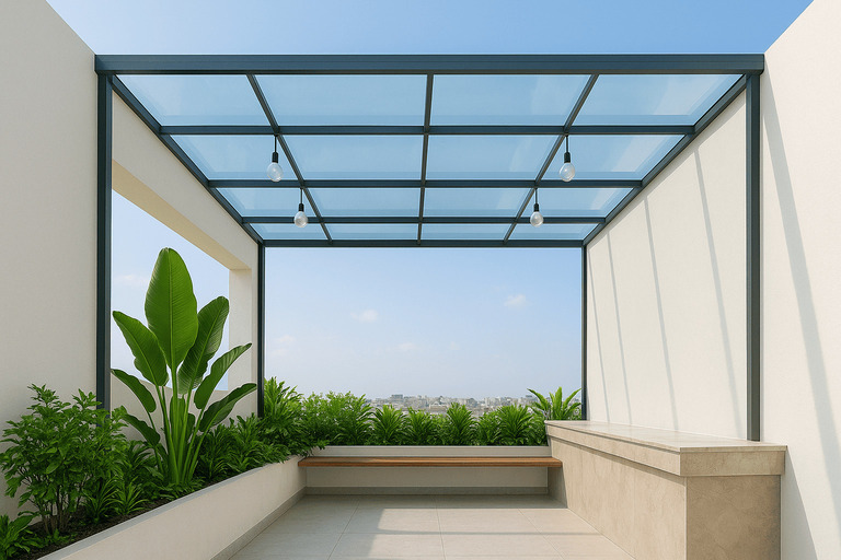 Thi công mái kính sân thượng chuyên nghiệp