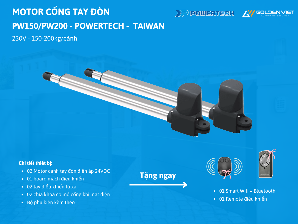 Ưu đãi khi lắp đặt motor cổng tay đòn Powertech PW150/PW200