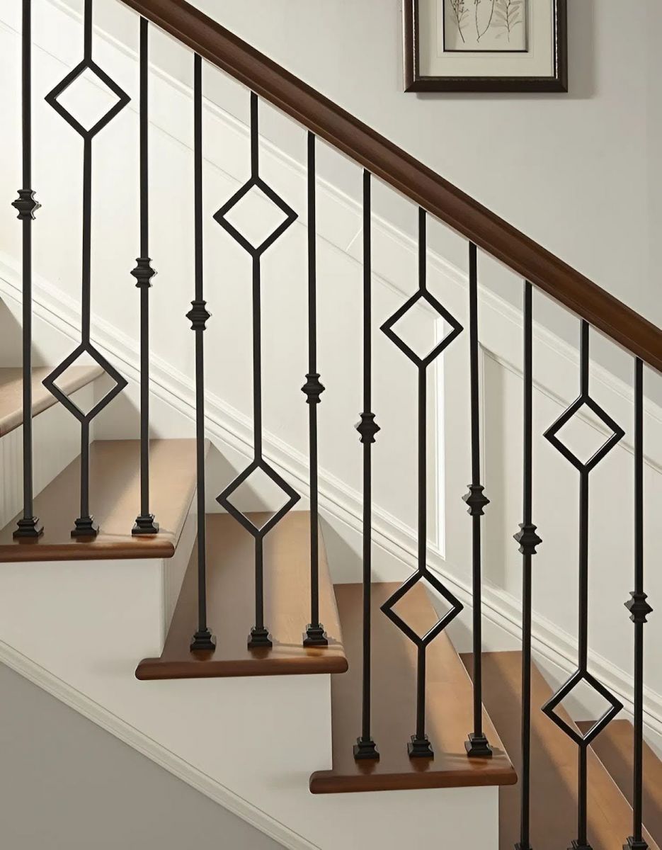 Thiết kế lan can sắt cầu thang đơn giản