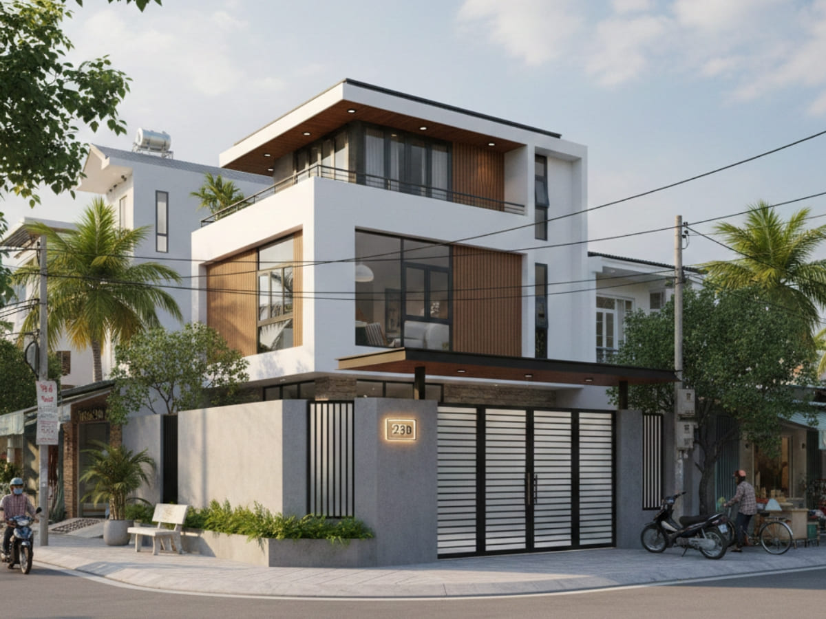 Lưu ý kiến trúc xây dựng cổng nhà đối diện ngã ba đường