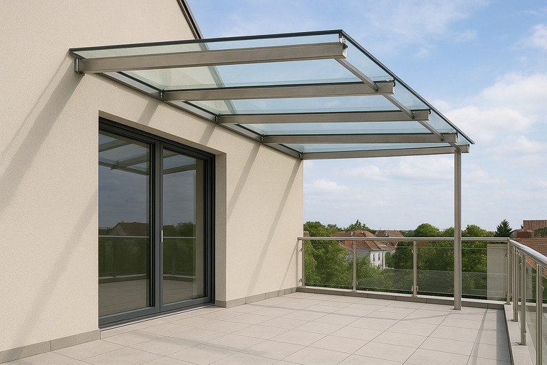 Mái kính inox đơn giản nhưng tinh tế