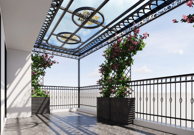 Mái kính sân thượng đẹp, phù hợp nhà hiện đại