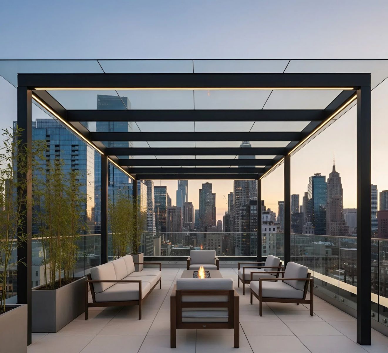 Mái kính cường lực cho sân thượng 