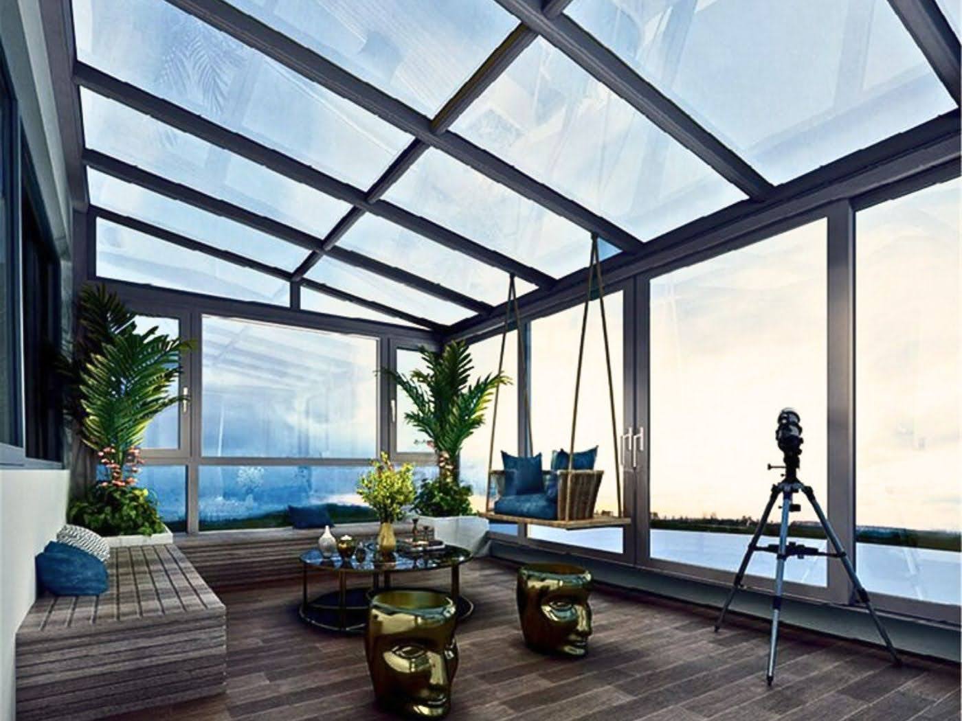 Mẫu mái kính sân thượng đẹp, hiện đại