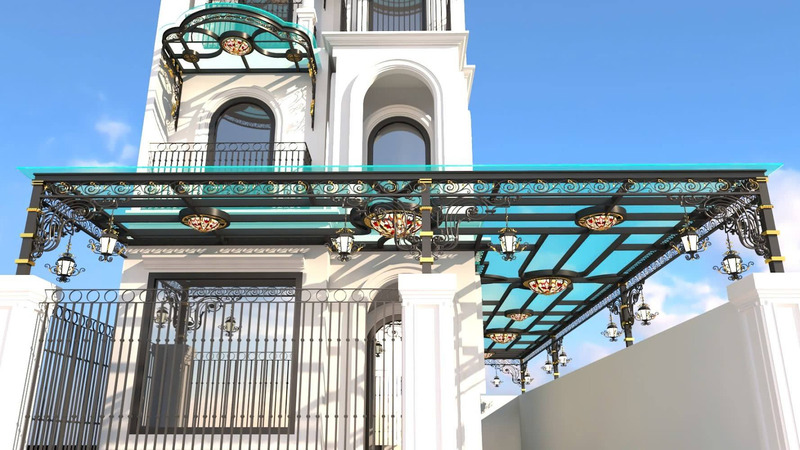 mẫu mái kính sắt nghệ thuật đẹp