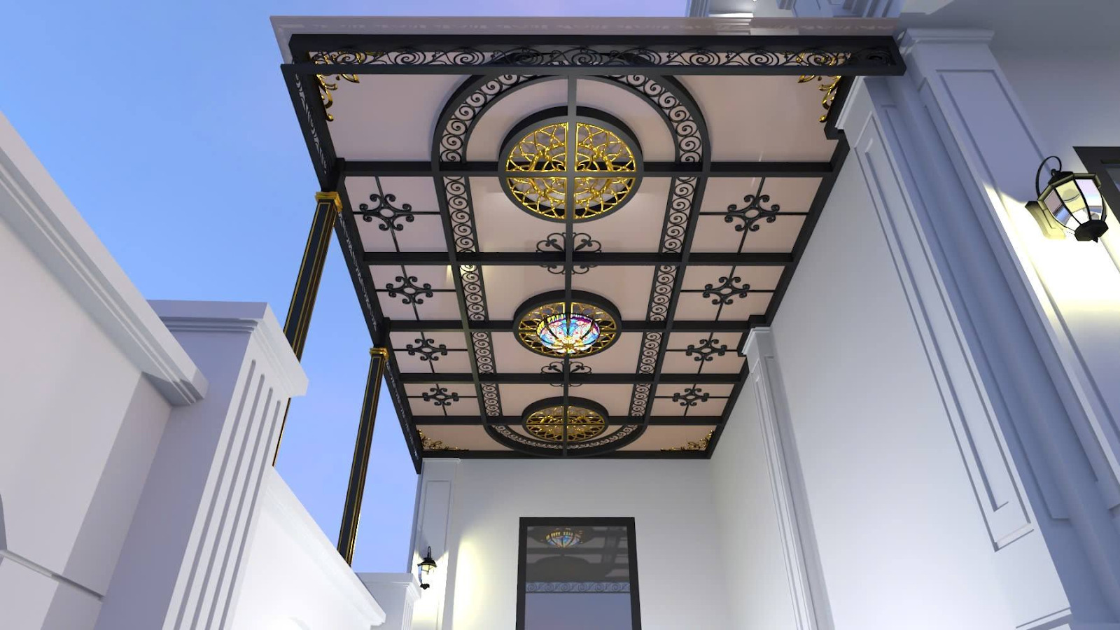 Mái kính sắt nghệ thuật tôn vẻ sang trọng