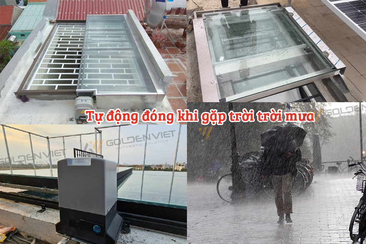Mái kính tự động đống khi gặp trời mưa 