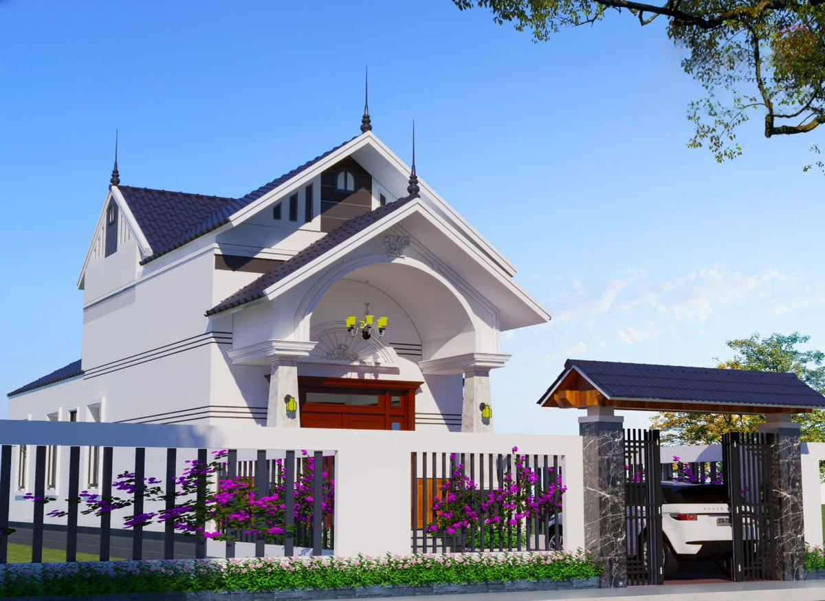 Mẫu cổng nhà mái thái