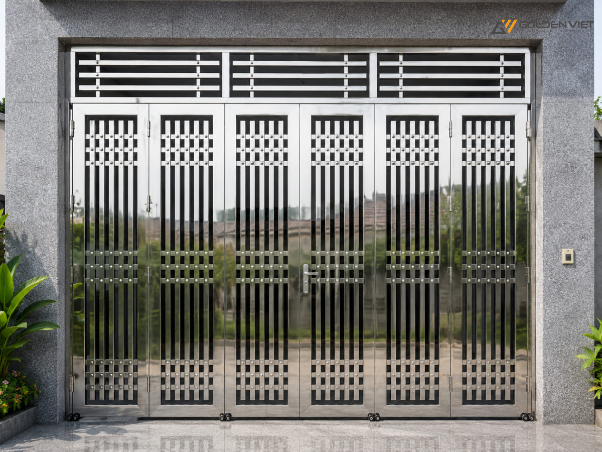 Mẫu cửa cổng 6 cánh inox