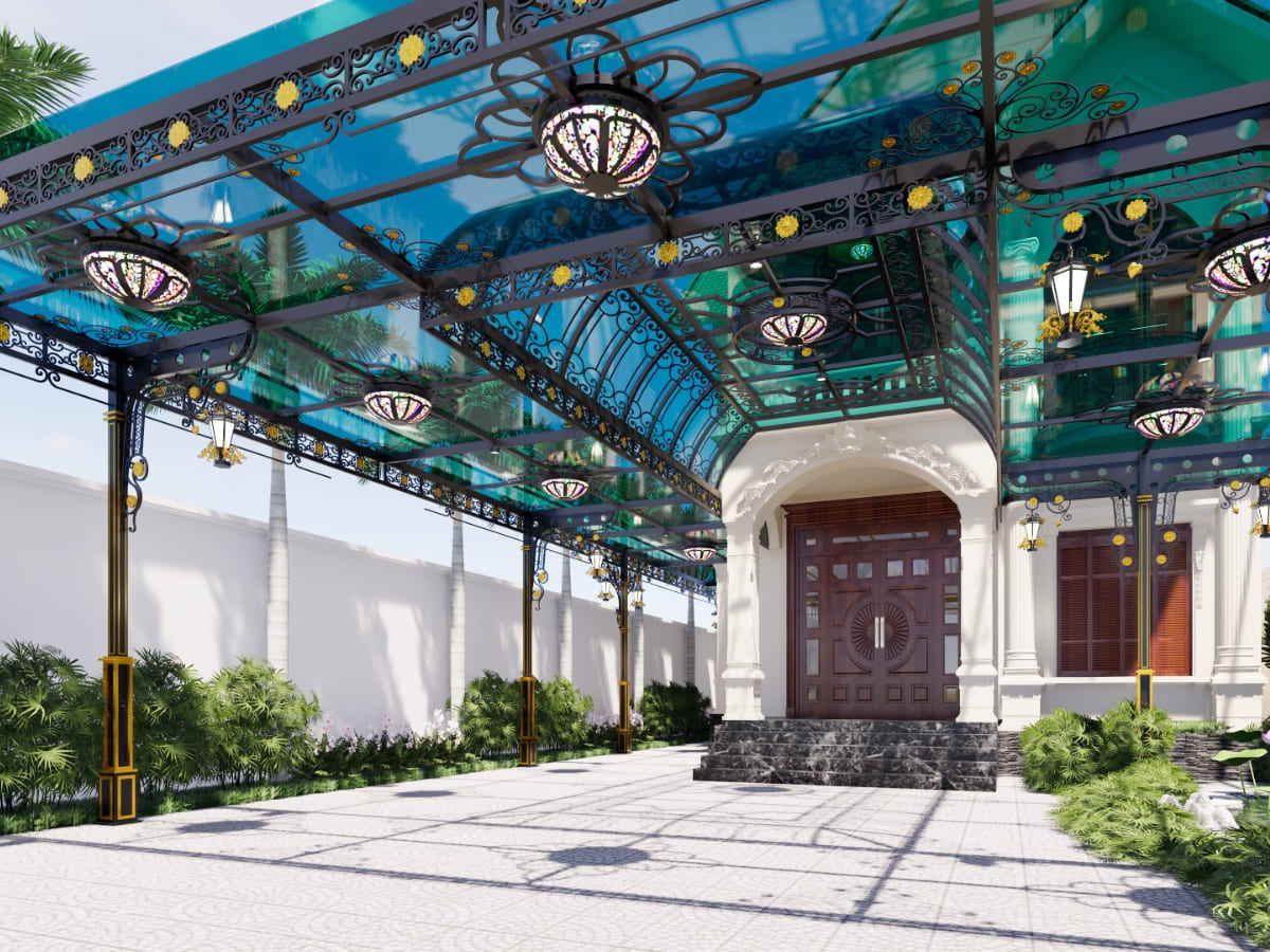 Mẫu mái kính xanh lam cao cấp