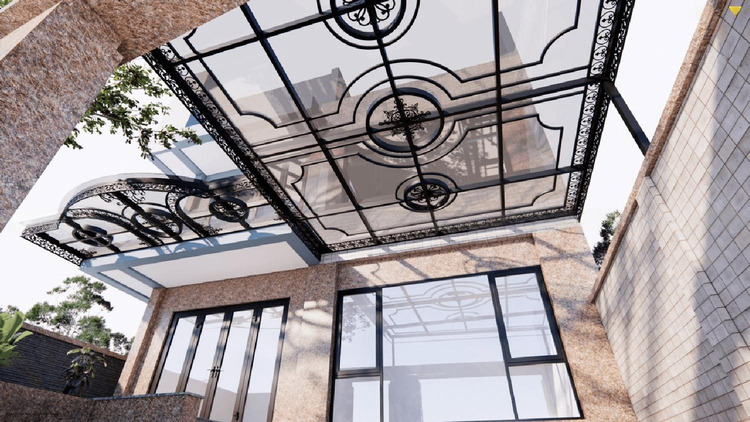 Mẫu mái kính mỹ thuật tạo cảm giác thông thoáng