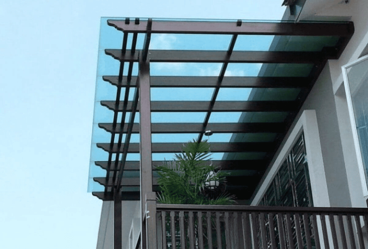 Mẫu mái kính sân thượng tinh tế