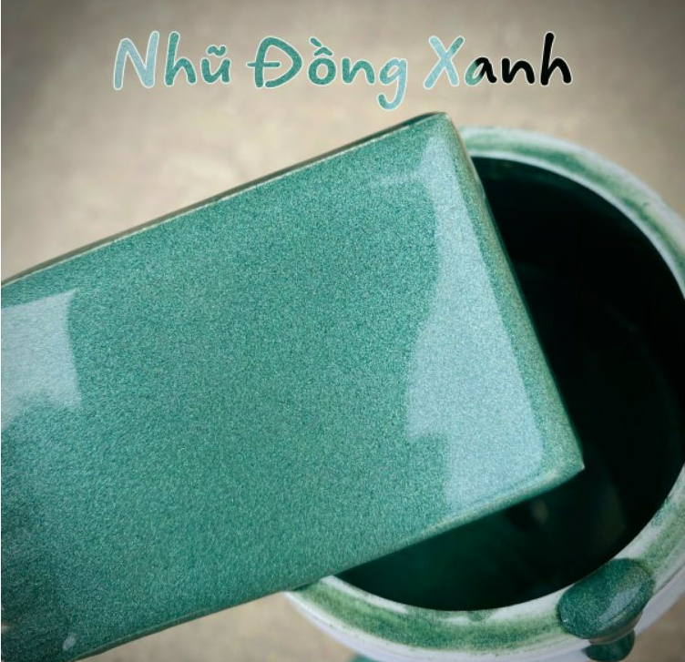 Cổng nhôm đúc trống đồng màu xanh nhũ đồng 