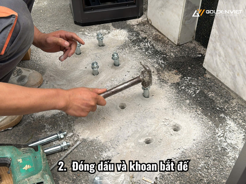 Khoan lỗ cố định barie