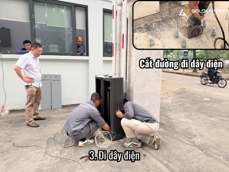 Lắp đặt thân barie