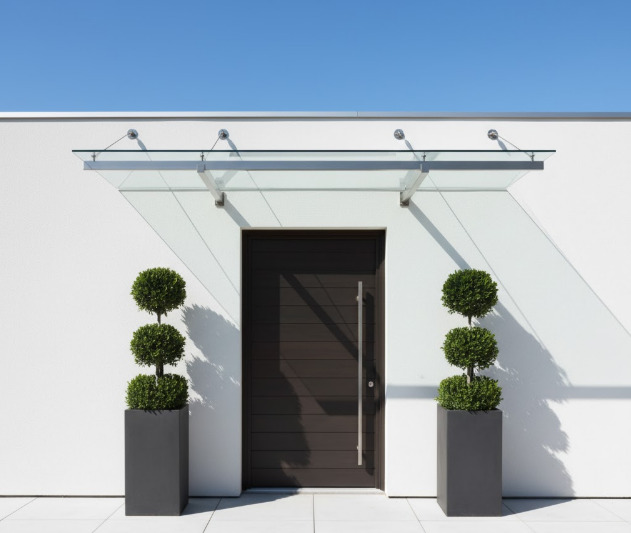 Mẫu mái kính inox đẹp tối giản