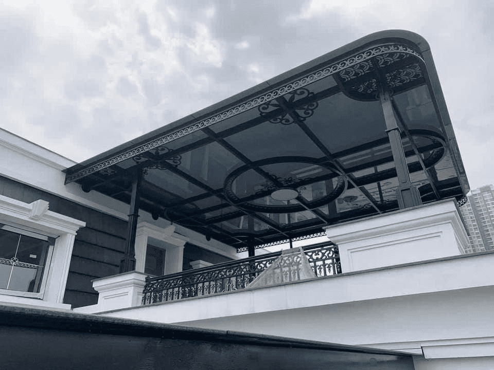 Thi công mái kính sân thượng lấy sáng 